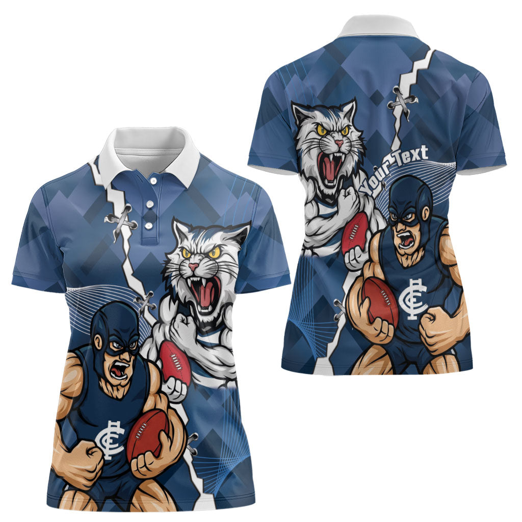 Personalised Cats and Blues Women Polo Shirt Dynamic Mascots Together