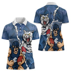 Personalised Cats and Blues Women Polo Shirt Dynamic Mascots Together
