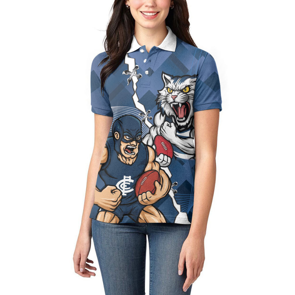 Personalised Cats and Blues Women Polo Shirt Dynamic Mascots Together