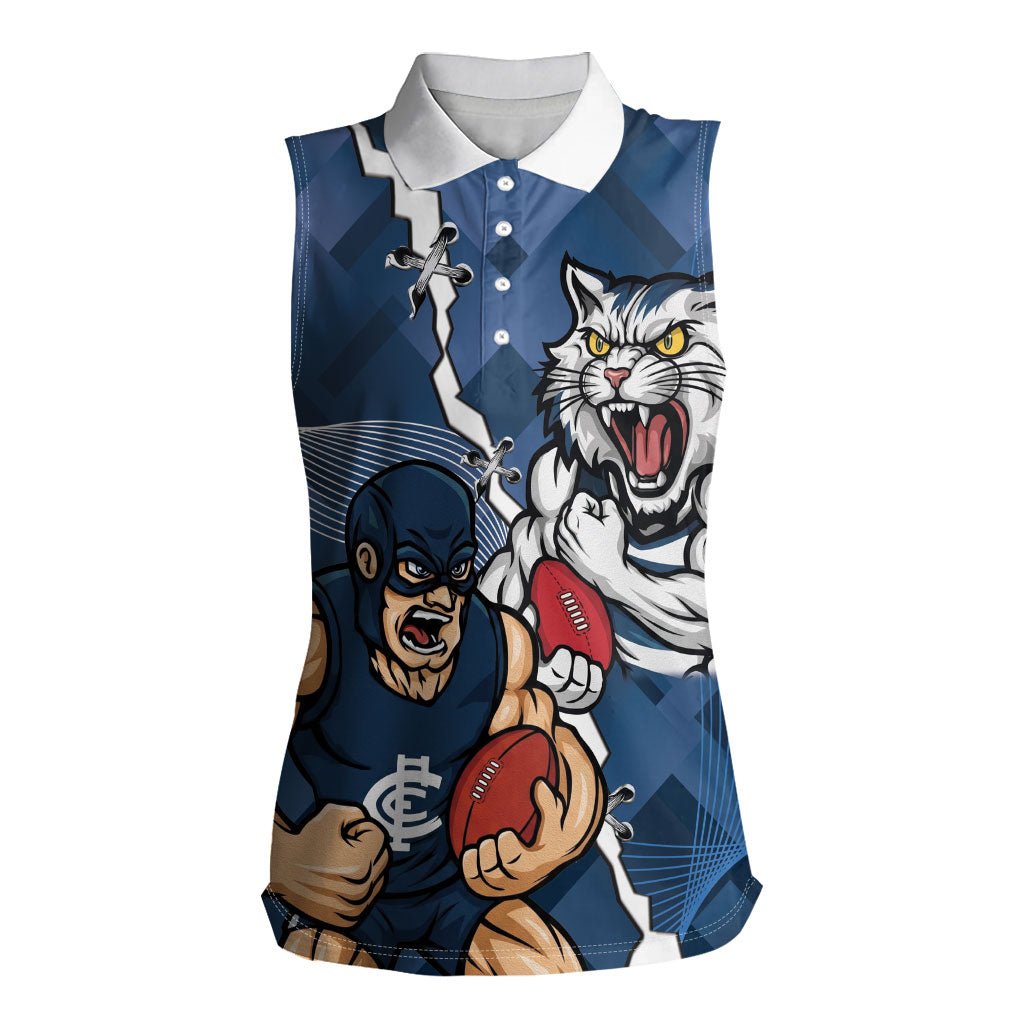 Personalised Cats and Blues Women Sleeveless Polo Shirt Dynamic Mascots Together