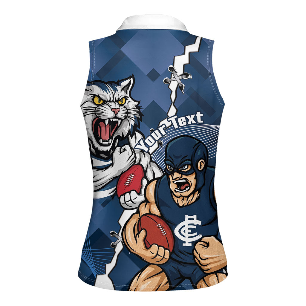 Personalised Cats and Blues Women Sleeveless Polo Shirt Dynamic Mascots Together