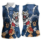 Personalised Cats and Blues Women Sleeveless Polo Shirt Dynamic Mascots Together