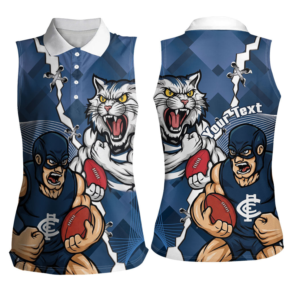 Personalised Cats and Blues Women Sleeveless Polo Shirt Dynamic Mascots Together