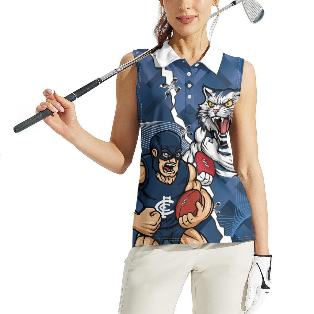 Personalised Cats and Blues Women Sleeveless Polo Shirt Dynamic Mascots Together
