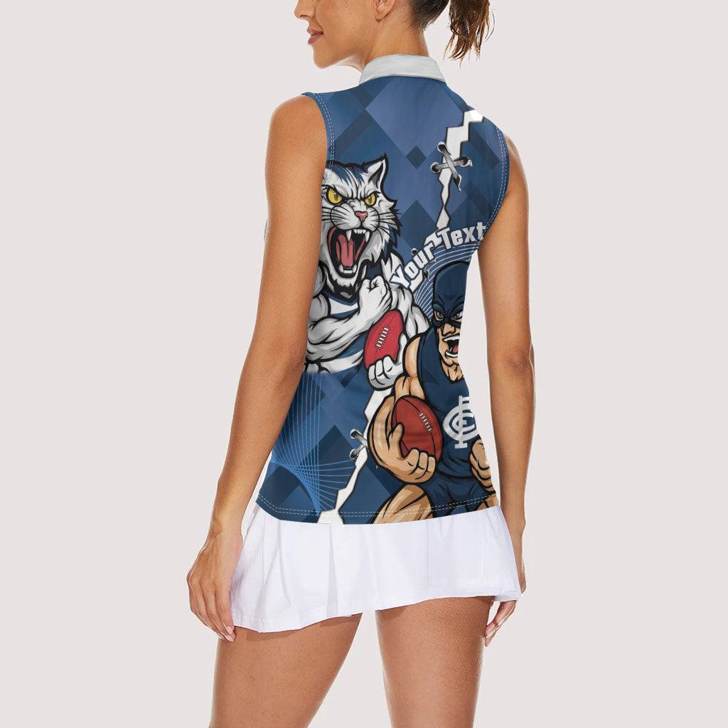 Personalised Cats and Blues Women Sleeveless Polo Shirt Dynamic Mascots Together