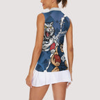 Personalised Cats and Blues Women Sleeveless Polo Shirt Dynamic Mascots Together