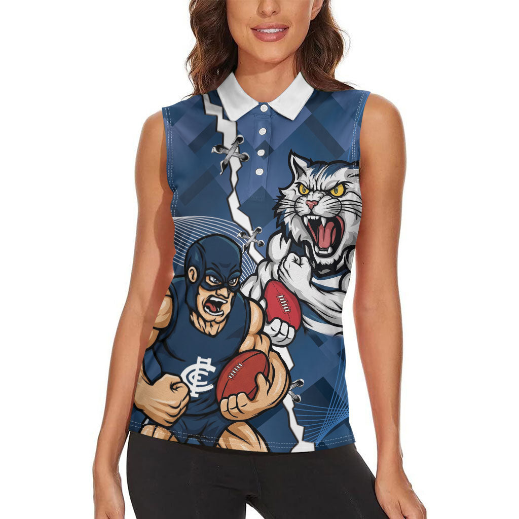 Personalised Cats and Blues Women Sleeveless Polo Shirt Dynamic Mascots Together