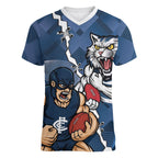 Personalised Cats and Blues Women V-Neck T-Shirt Dynamic Mascots Together