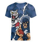 Personalised Cats and Blues Women V-Neck T-Shirt Dynamic Mascots Together