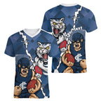 Personalised Cats and Blues Women V-Neck T-Shirt Dynamic Mascots Together