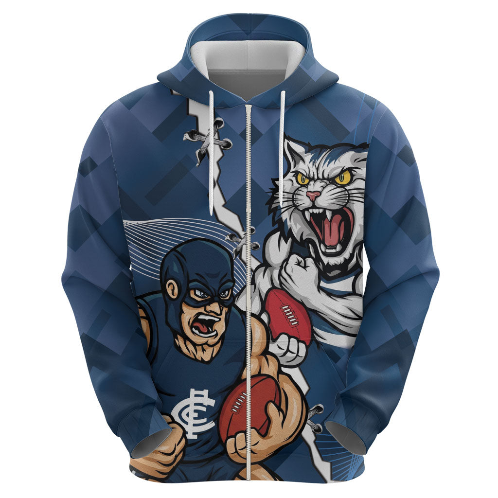 Personalised Cats and Blues Zip Hoodie Dynamic Mascots Together