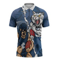 Personalised Cats and Blues Zipper Polo Shirt Dynamic Mascots Together