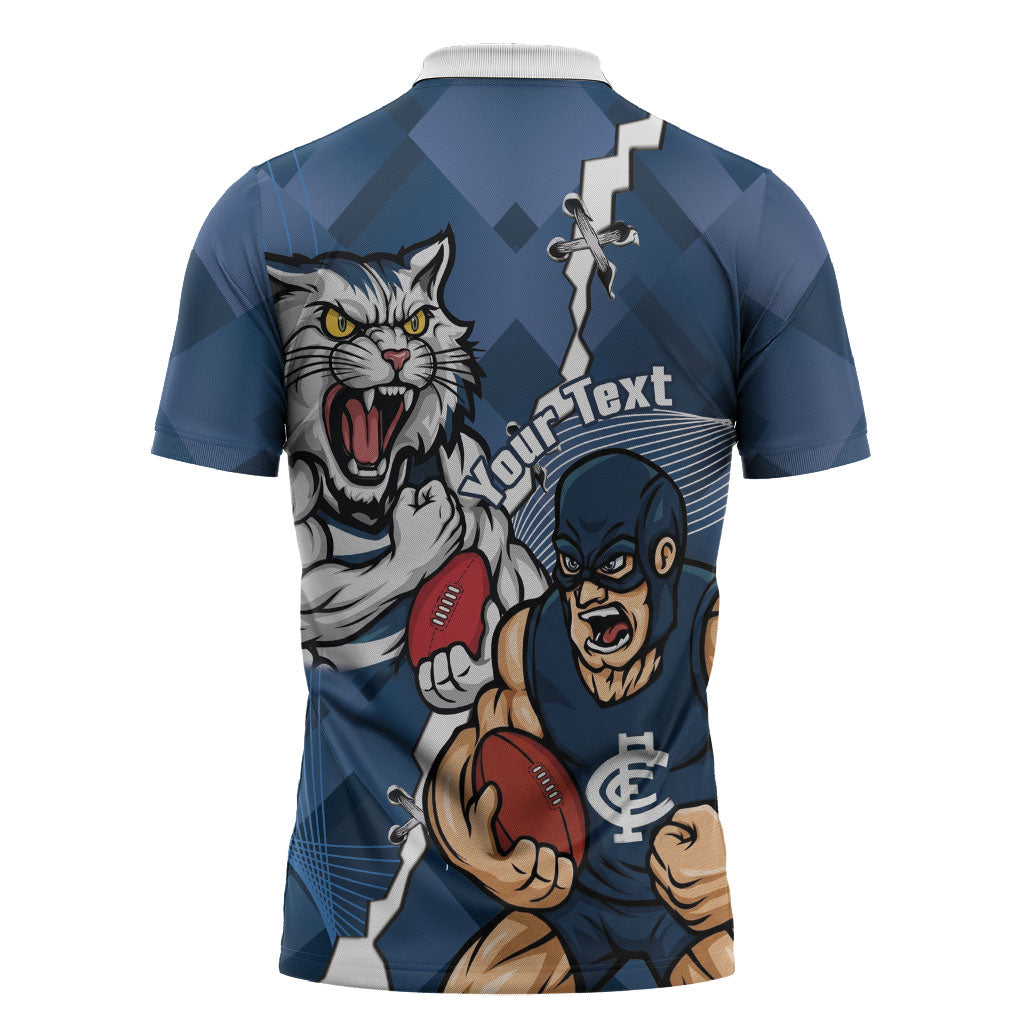 Personalised Cats and Blues Zipper Polo Shirt Dynamic Mascots Together