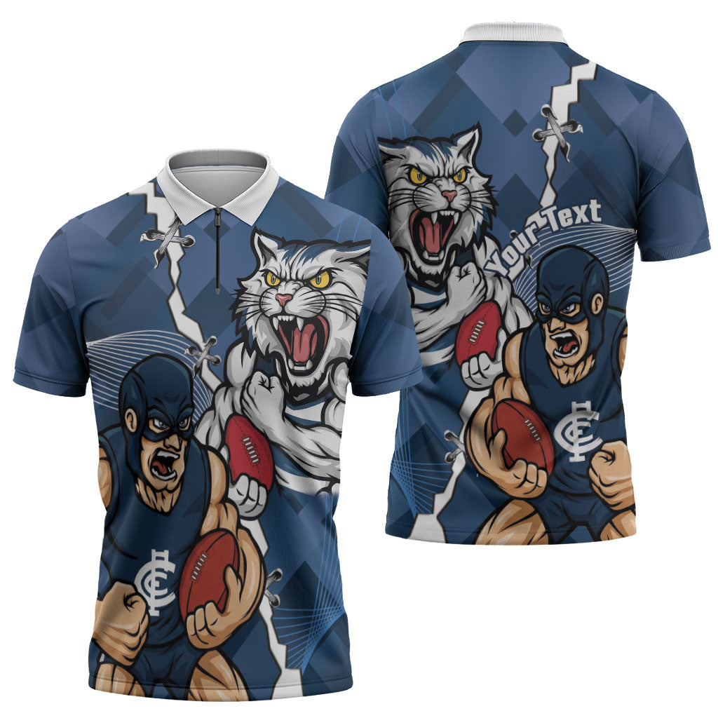 Personalised Cats and Blues Zipper Polo Shirt Dynamic Mascots Together
