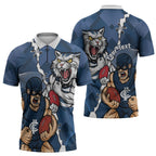 Personalised Cats and Blues Zipper Polo Shirt Dynamic Mascots Together