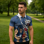 Personalised Cats and Blues Zipper Polo Shirt Dynamic Mascots Together