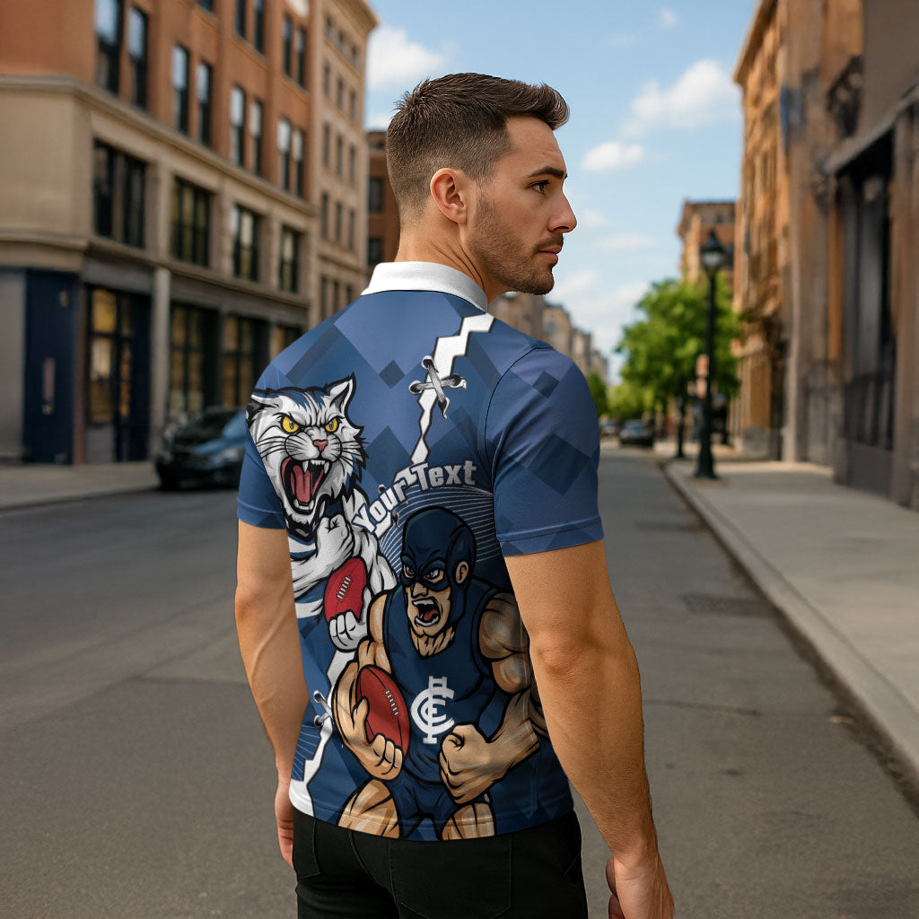 Personalised Cats and Blues Zipper Polo Shirt Dynamic Mascots Together