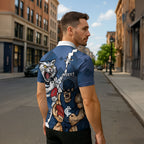 Personalised Cats and Blues Zipper Polo Shirt Dynamic Mascots Together