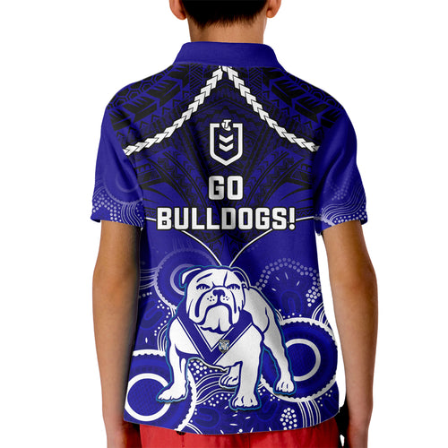 bulldogs-rugby-kid-polo-shirt-go-doggies-aboriginal-mix-polynesian-pattern
