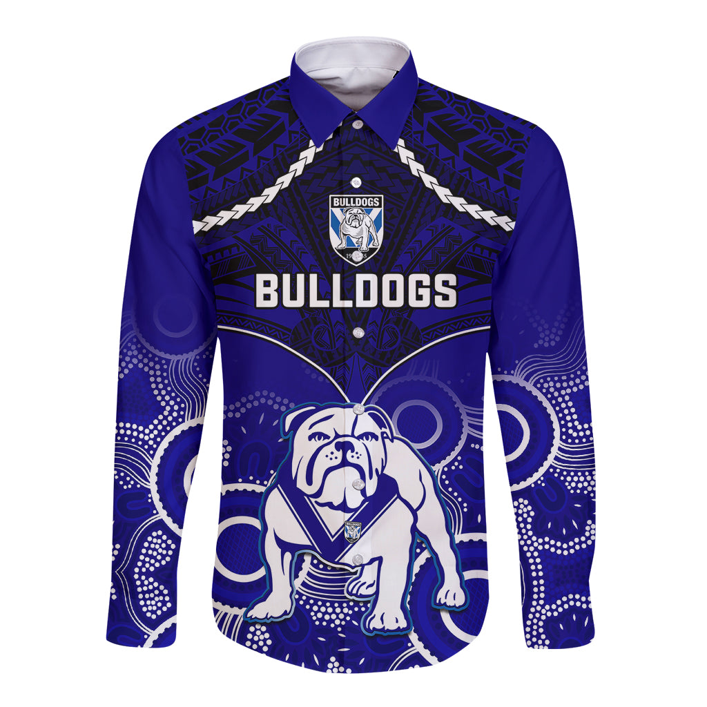 bulldogs-rugby-long-sleeve-button-shirt-go-doggies-aboriginal-mix-polynesian-pattern