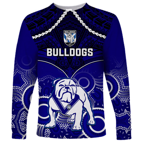 bulldogs-rugby-long-sleeve-shirt-go-doggies-aboriginal-mix-polynesian-pattern