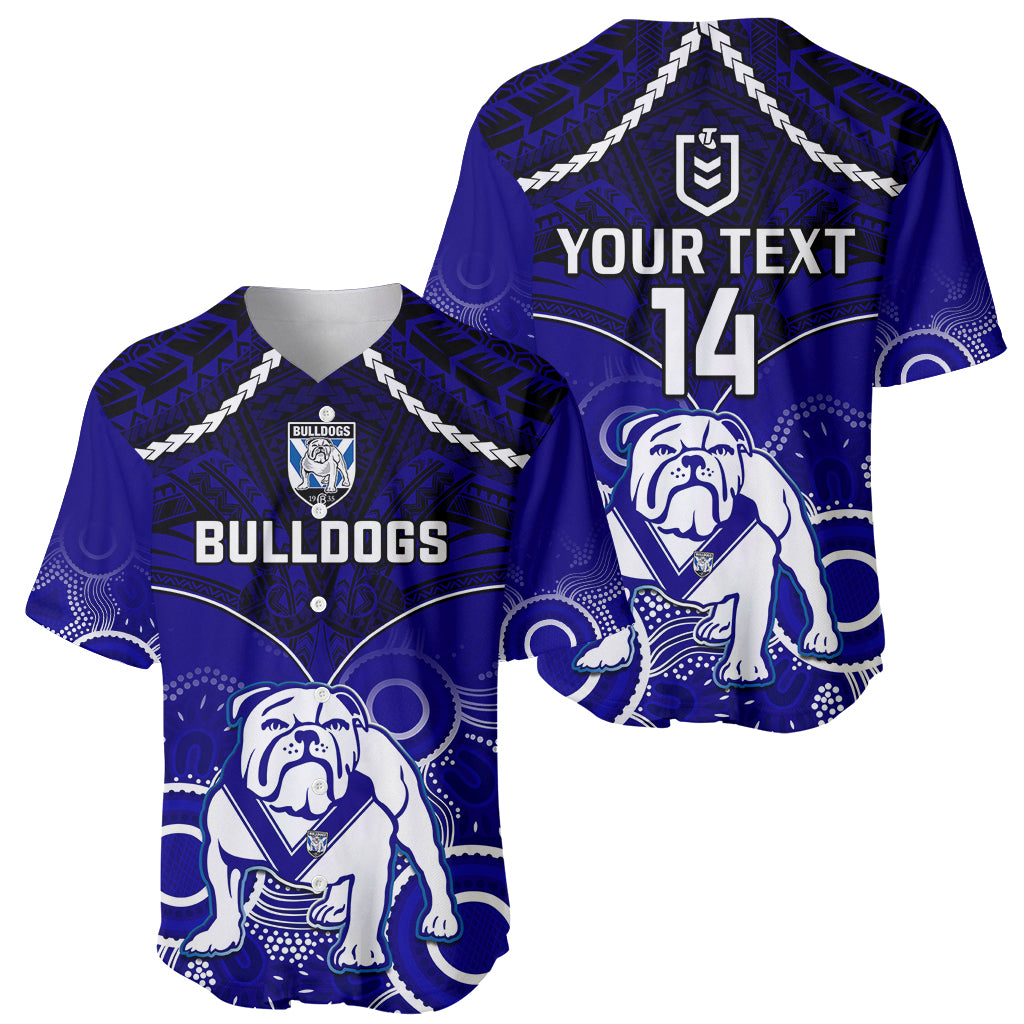 personalised-bulldogs-rugby-baseball-jersey-go-doggies-aboriginal-mix-polynesian-pattern