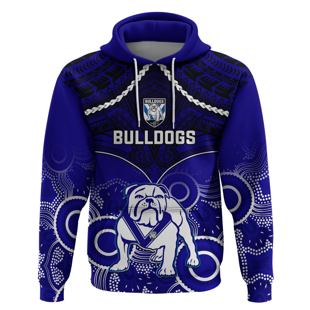 personalised-bulldogs-rugby-hoodie-go-doggies-aboriginal-mix-polynesian-pattern