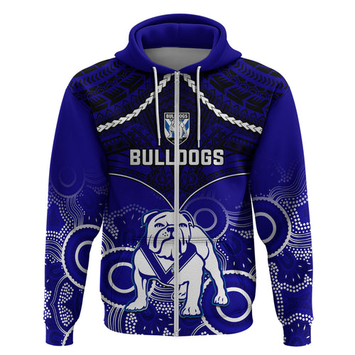personalised-bulldogs-rugby-hoodie-go-doggies-aboriginal-mix-polynesian-pattern