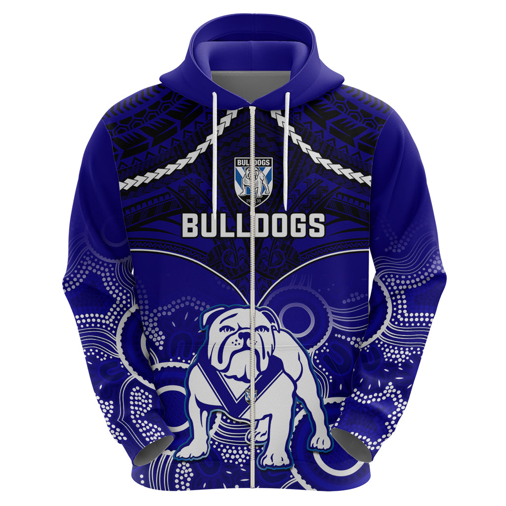 personalised-bulldogs-rugby-hoodie-go-doggies-aboriginal-mix-polynesian-pattern
