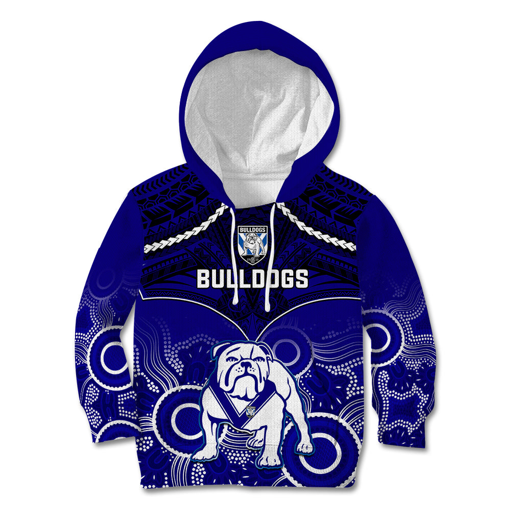 personalised-bulldogs-rugby-kid-hoodie-go-doggies-aboriginal-mix-polynesian-pattern