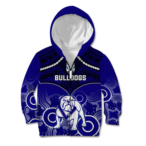 personalised-bulldogs-rugby-kid-hoodie-go-doggies-aboriginal-mix-polynesian-pattern