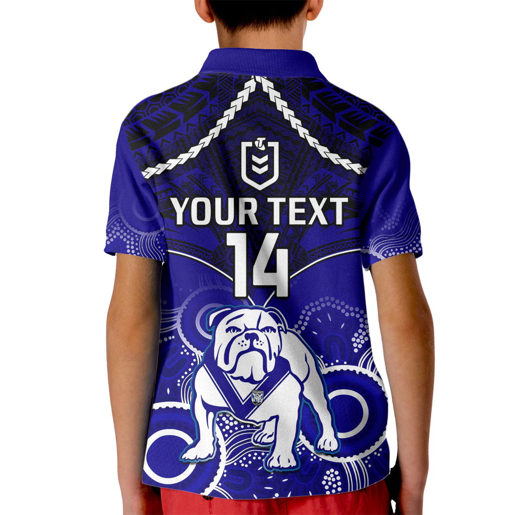 personalised-bulldogs-rugby-kid-polo-shirt-go-doggies-aboriginal-mix-polynesian-pattern