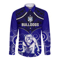personalised-bulldogs-rugby-long-sleeve-button-shirt-go-doggies-aboriginal-mix-polynesian-pattern