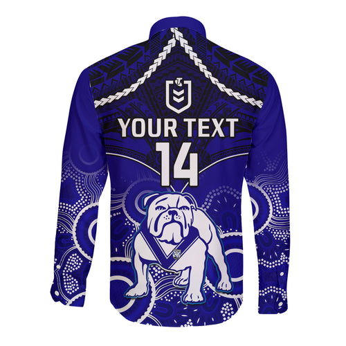 personalised-bulldogs-rugby-long-sleeve-button-shirt-go-doggies-aboriginal-mix-polynesian-pattern