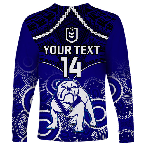 personalised-bulldogs-rugby-long-sleeve-shirt-go-doggies-aboriginal-mix-polynesian-pattern