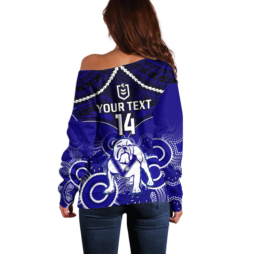 personalised-bulldogs-rugby-off-shoulder-sweater-go-doggies-aboriginal-mix-polynesian-pattern