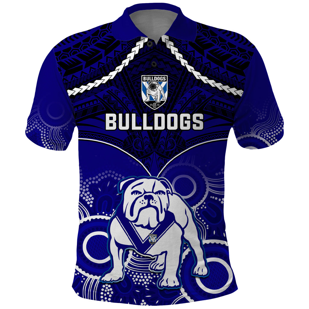 personalised-bulldogs-rugby-polo-shirt-go-doggies-aboriginal-mix-polynesian-pattern
