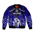 personalised-bulldogs-rugby-sleeve-zip-bomber-jacket-go-doggies-aboriginal-mix-polynesian-pattern