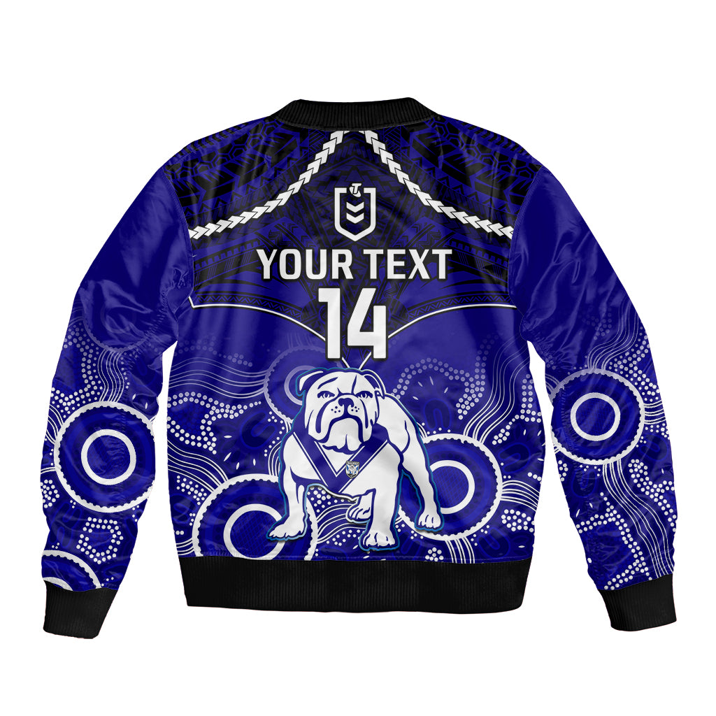 personalised-bulldogs-rugby-sleeve-zip-bomber-jacket-go-doggies-aboriginal-mix-polynesian-pattern