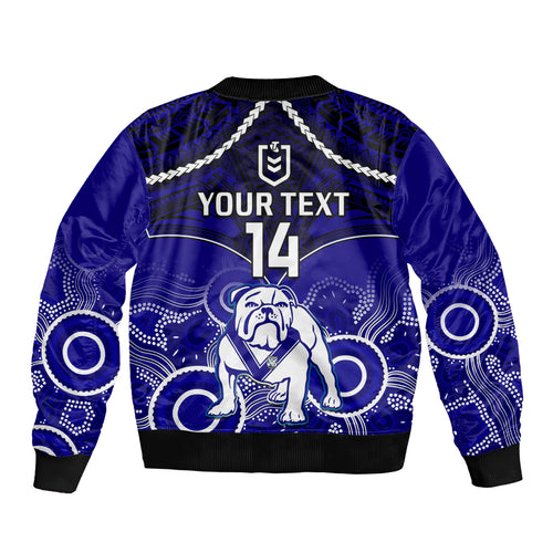 personalised-bulldogs-rugby-sleeve-zip-bomber-jacket-go-doggies-aboriginal-mix-polynesian-pattern