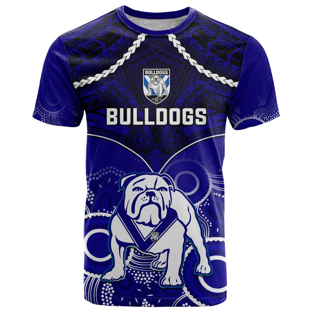 personalised-bulldogs-rugby-t-shirt-go-doggies-aboriginal-mix-polynesian-pattern