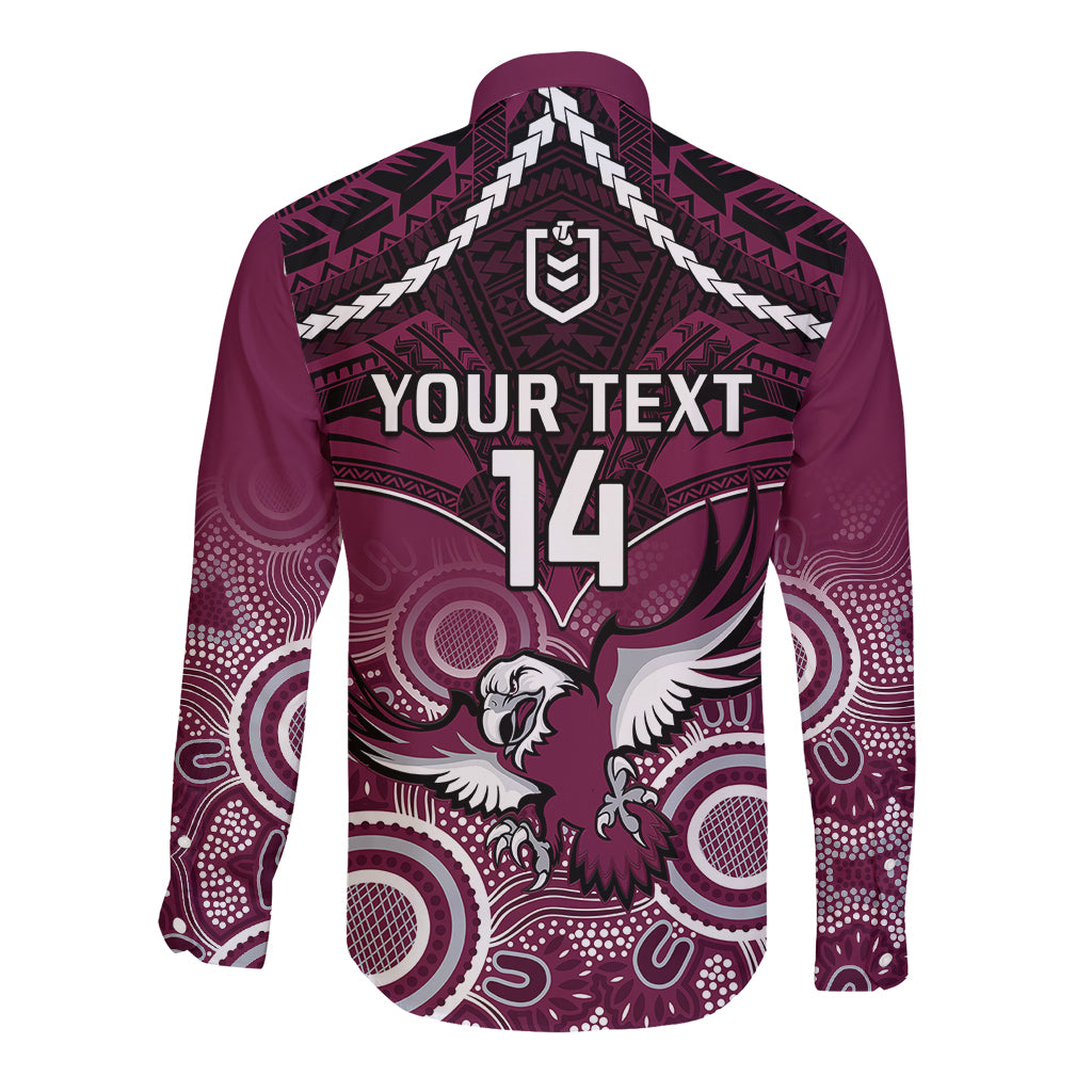 personalised-sea-eagles-rugby-long-sleeve-button-shirt-aboriginal-mix-polynesian-pattern