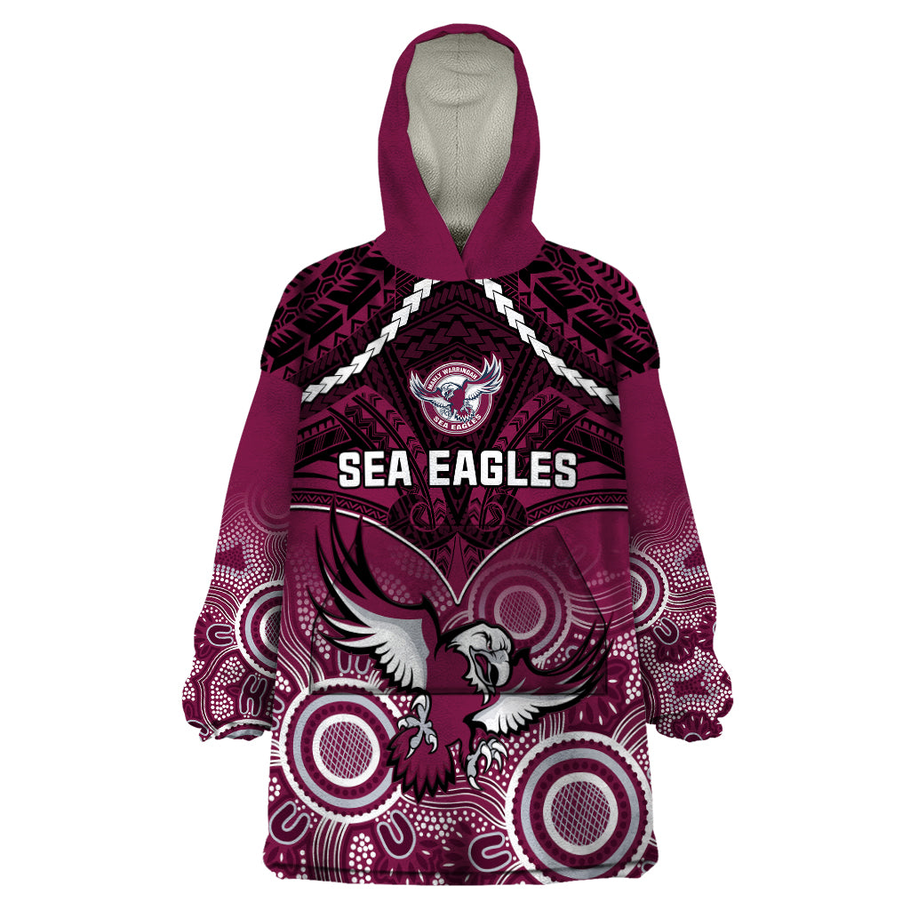 personalised-sea-eagles-rugby-wearable-blanket-hoodie-aboriginal-mix-polynesian-pattern
