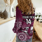 Personalised Sea Eagles Rugby Women Casual Shirt Aboriginal Mix Polynesian Pattern LT14