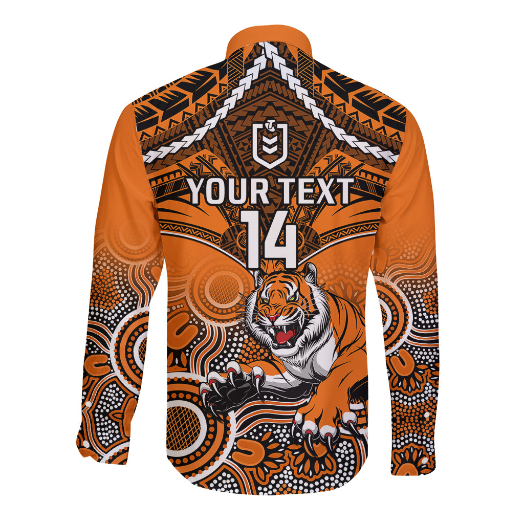 personalised-tigers-rugby-long-sleeve-button-shirt-aboriginal-mix-polynesian-pattern