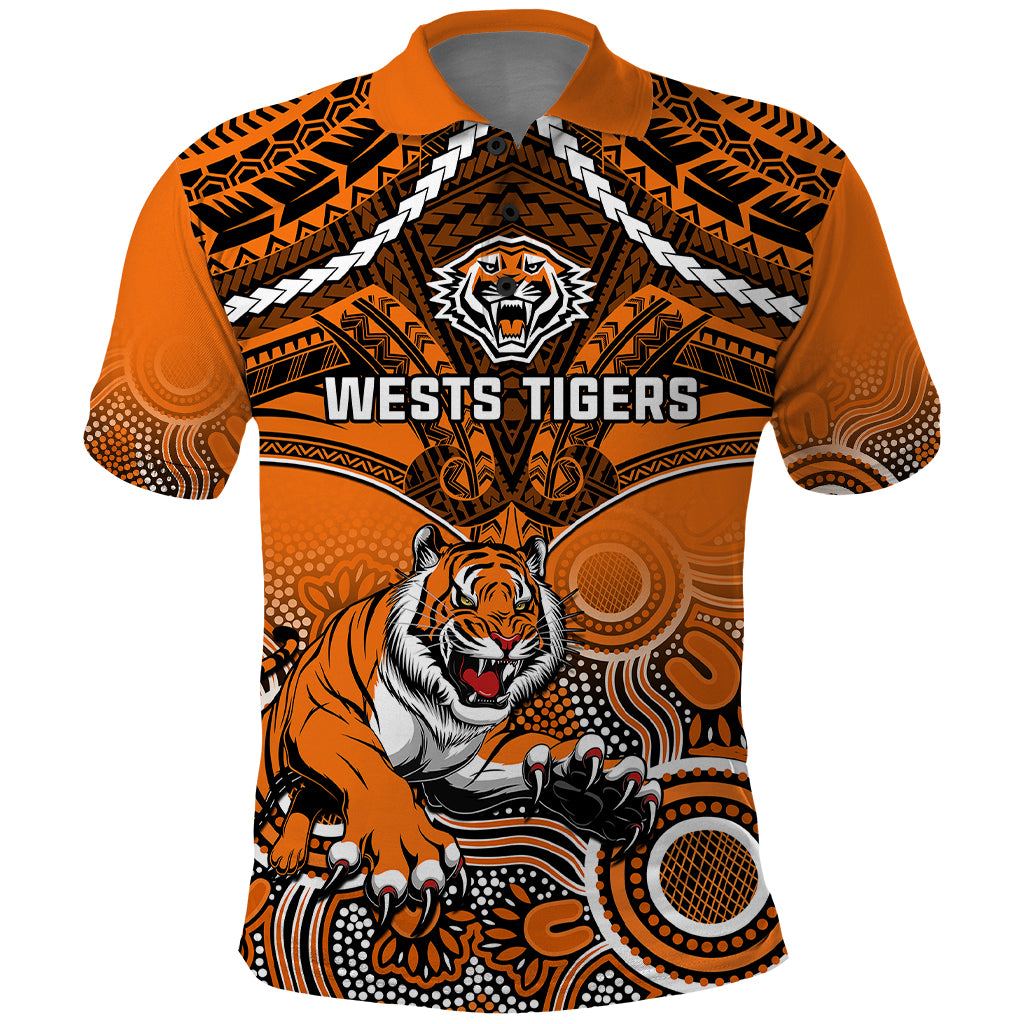 personalised-tigers-rugby-polo-shirt-aboriginal-mix-polynesian-pattern