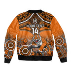 personalised-tigers-rugby-sleeve-zip-bomber-jacket-aboriginal-mix-polynesian-pattern