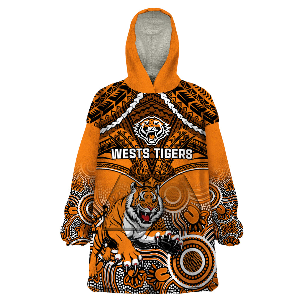 personalised-tigers-rugby-wearable-blanket-hoodie-aboriginal-mix-polynesian-pattern