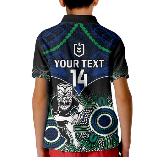 personalised-warriors-rugby-kid-polo-shirt-nz-aboriginal-mix-polynesian-pattern