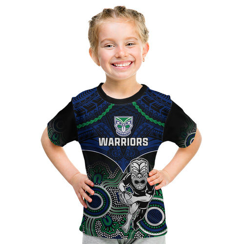 personalised-warriors-rugby-kid-t-shirt-nz-aboriginal-mix-polynesian-pattern